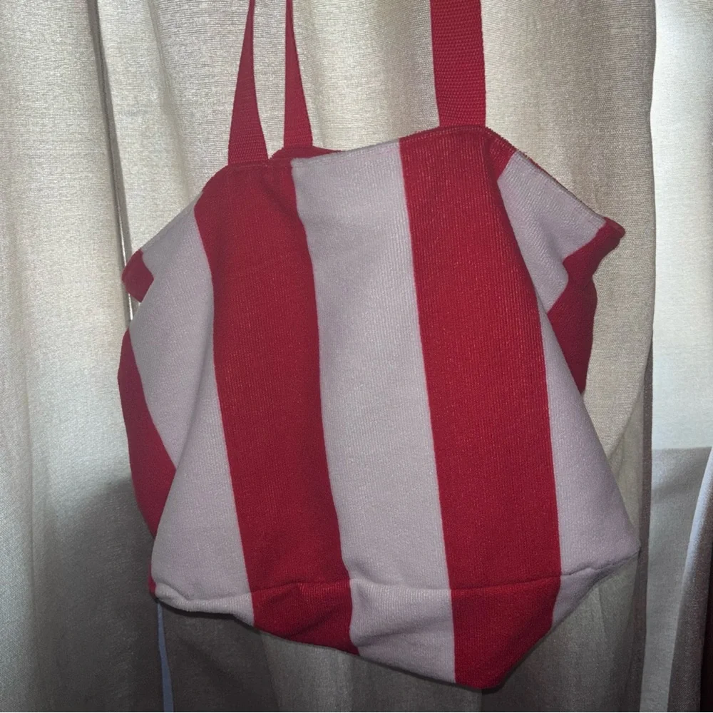 Lancôme Beach Towel Tote Bag Orange And White - 15”x13”x7”-